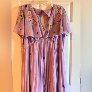Lilac Floral Embroidered Dress